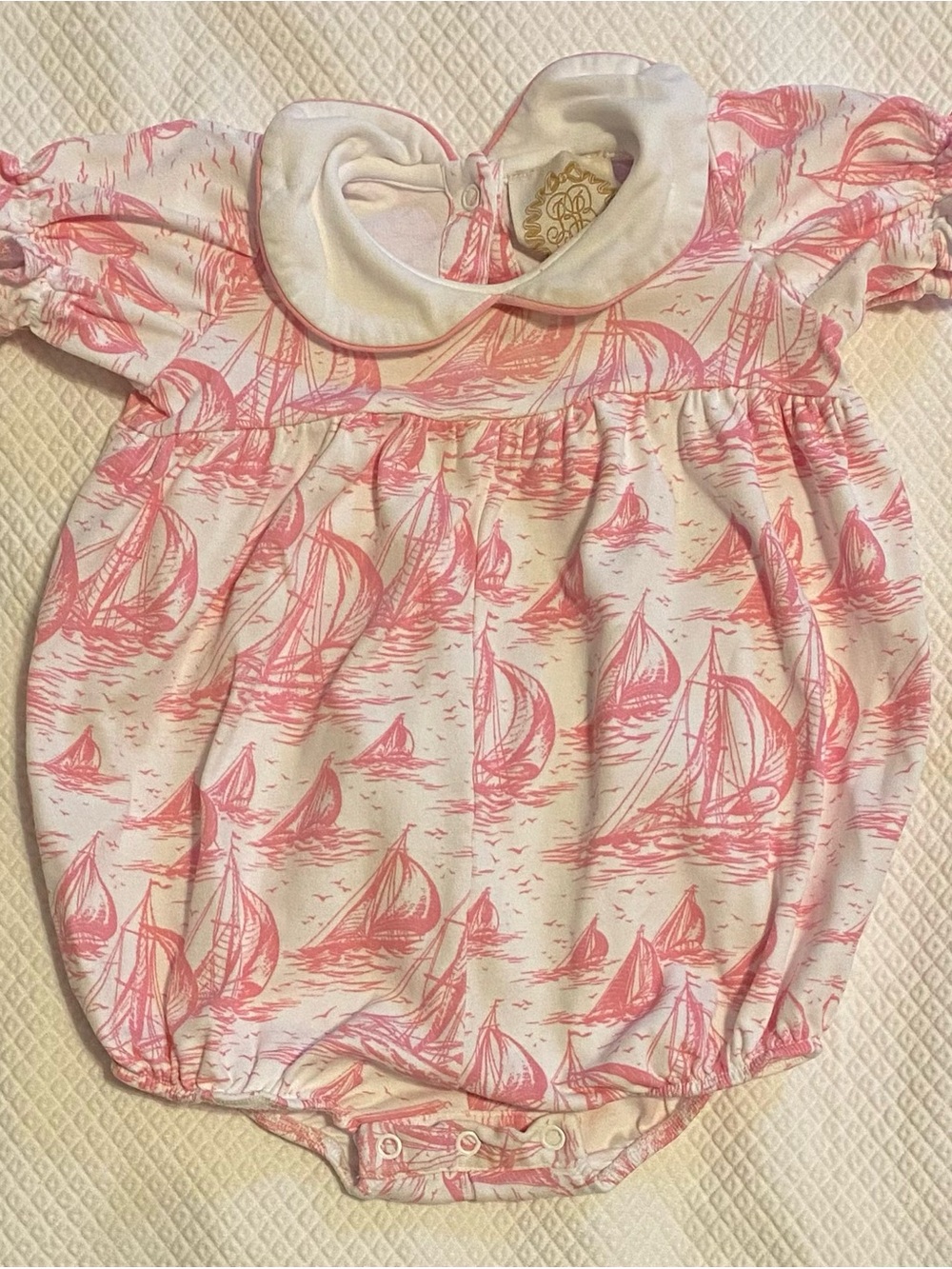 TBBC Pink Sailboat Bubble with Peter Pan Collar